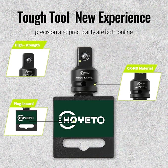 3/8 to 1/2 Impact Socket Adapter, Heavy Duty Cr-Mo Steel 3/8 Female to 1/2 Male Drive Converter for Impact Wrench & Auto Repair