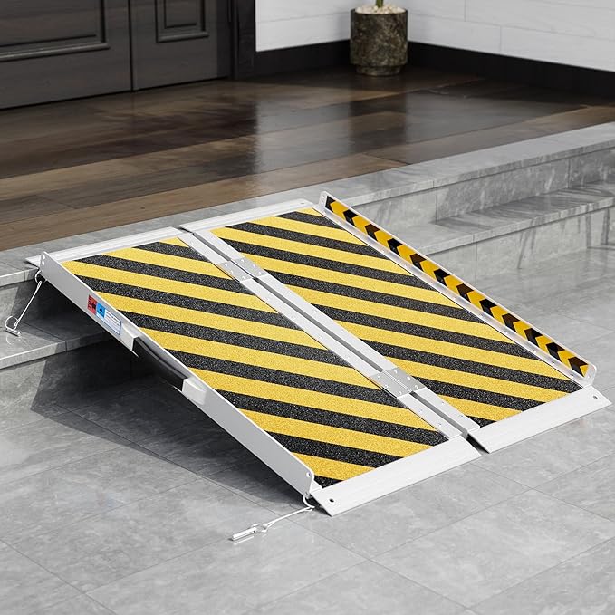 Portable Wheelchair Ramp 3 FT, Aluminum Folding Ramps for Wheelchairs for Home with Handle & Non-Skid Surface, 801 lbs Threshold Ramps for Doorways Steps Stairs Entry Cars Use
