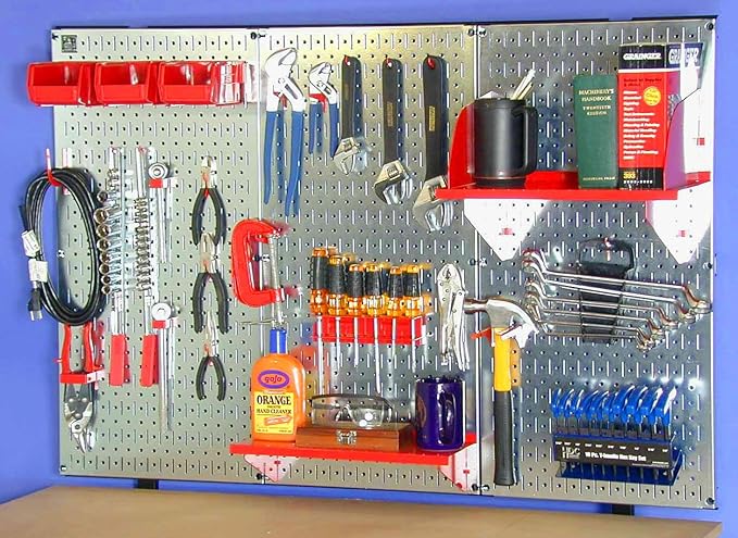 Wall Control Pegboard 32in x 16in Galvanized Metal Pegboard Tool Board Panel