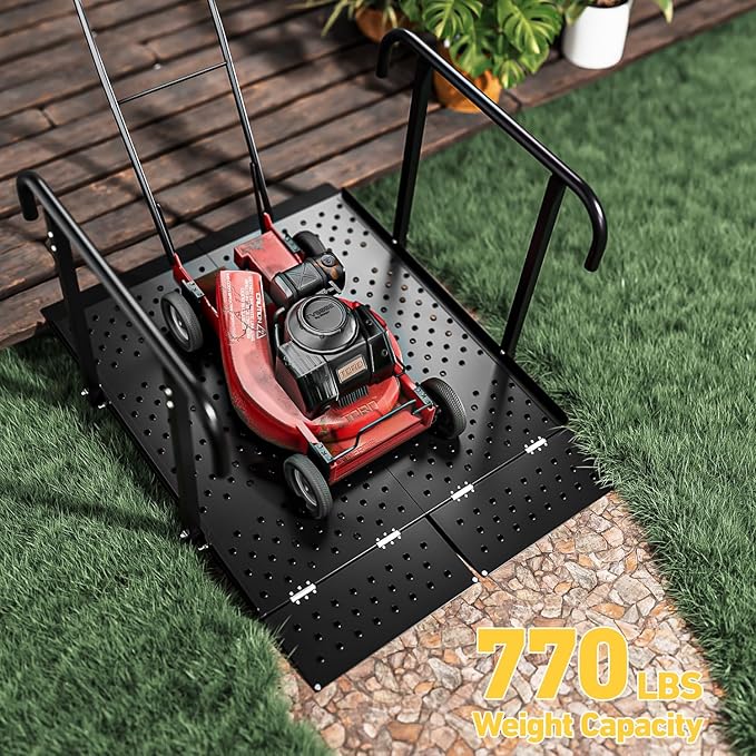 49.2" Folding Wheelchair Ramp with Handrails, 770LB Heavy Duty Portable Wheelchair Ramp for Steps, Adjustable Height 1"-7.28", Extra Wide Handicap Ramp for Home, Mobility Scooter & Doorway Access