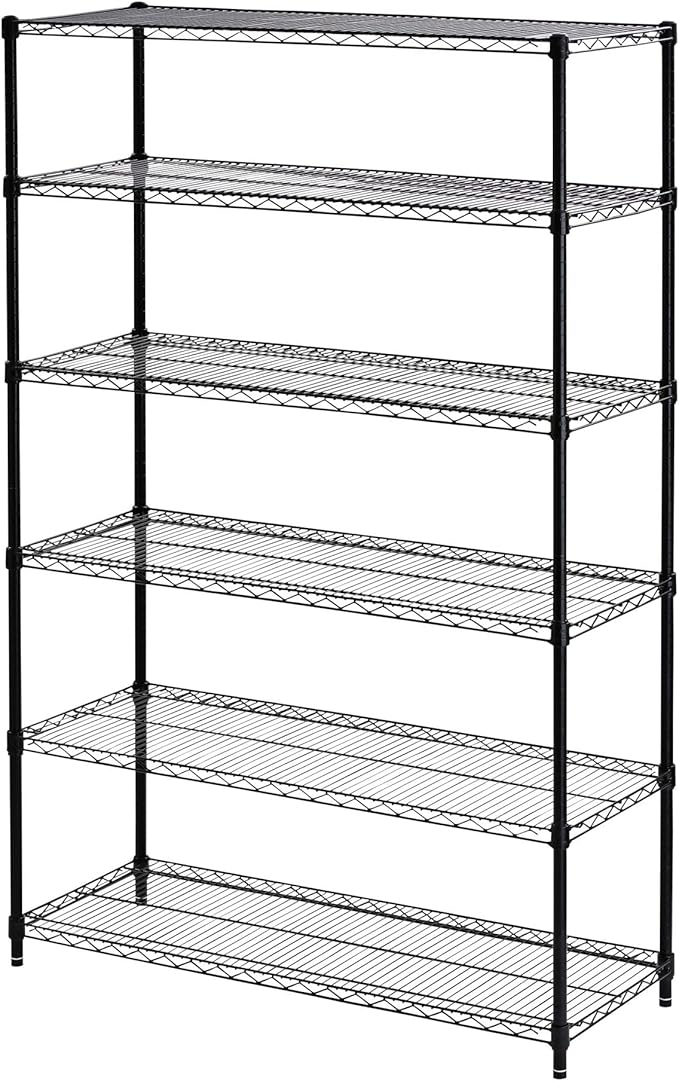Alera ALE Commercial Wire Shelving, Six-Shelf, 48w x 18d x 72h, Black