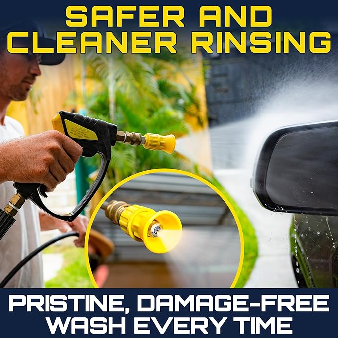 Foam King™ 40° Pressure Washer Nozzle Guard, 1/4” Quick Connect - Stainless Steel Fire Hose Tip with Rubberized Protective Shield for High-Pressure Cleaning, Durable & Universal Fit