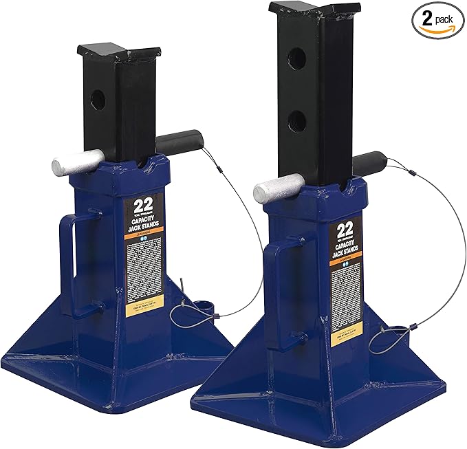 TCE 22 Ton (44,000 lb) Capacity Heavy Duty Steel Jack Stands, 2 Pack, T70072 , Blue