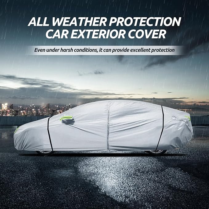 Car Cover Custom Fit for Model 3 Car Cover 2017-2026, Migaven Waterproof Full Exterior Cover Sun Rain Protection with Door Zipper and Cotton Lining
