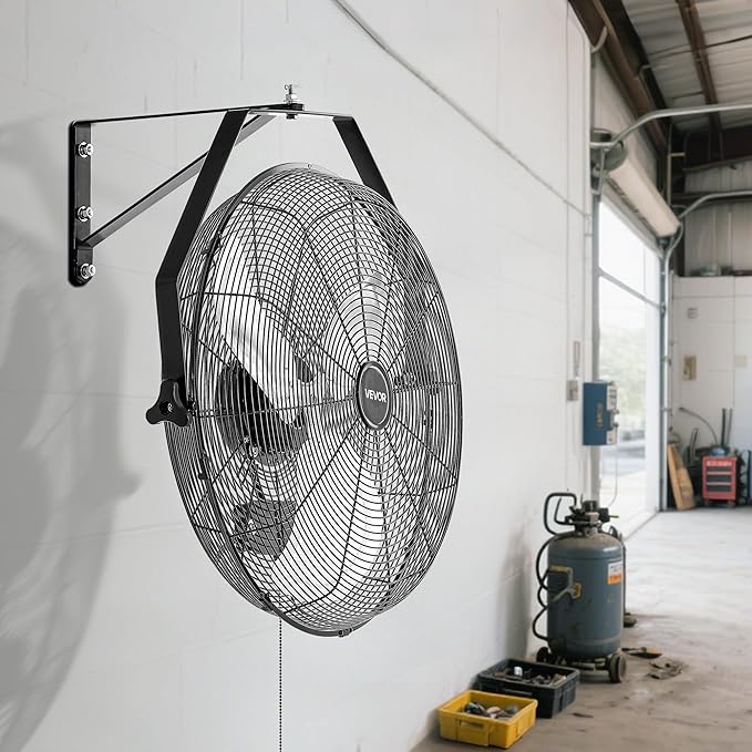 VEVOR 20 Inch Industrial Wall Mount Fan, High Velocity 4650 CFM with 3 Speeds, Powerful Motor with Aluminum Blades for Workshop, Warehouse, Greenhouse, Commercial