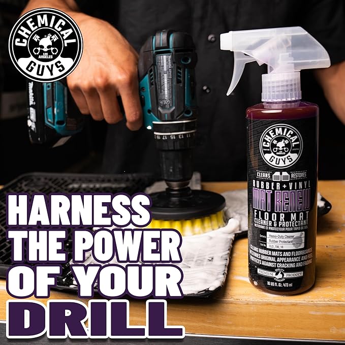 Chemical Guys Mat Renew Rubber and Vinyl Car Floor Mat Cleaner & Protectant - Cleans & Restores Rubber Liners, Running Boards, Safe for Cars, Trucks, SUVs, and More - 16 oz