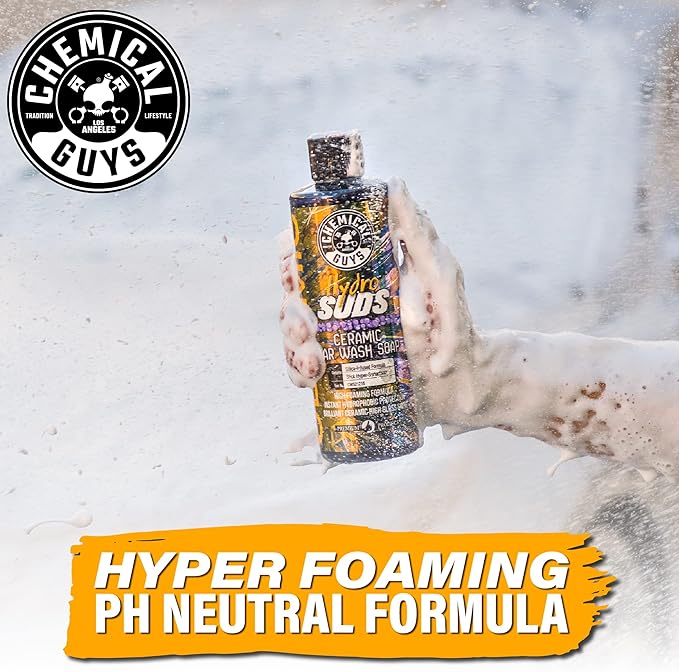 Chemical Guys HydroSuds Ceramic Shine High Foaming Car Wash Soap - Foam Cannon Soap, Works with Foam Guns or Bucket Washes Safe for Cars, Trucks, Motorcycles, RVs, & More, Berry Scent - 64 fl oz