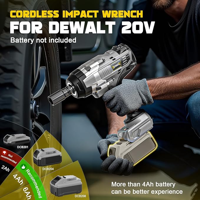 DIYtoolifz Cordless Impact Wrench 1/2" Compatible with DeWalt 20V Battery, 1700 Ft-lbs (2300 Nm) High Torque Impact Driver, Electric Impact Gun with 4 Modes & LED Light for Car, Truck(Bare Tool)
