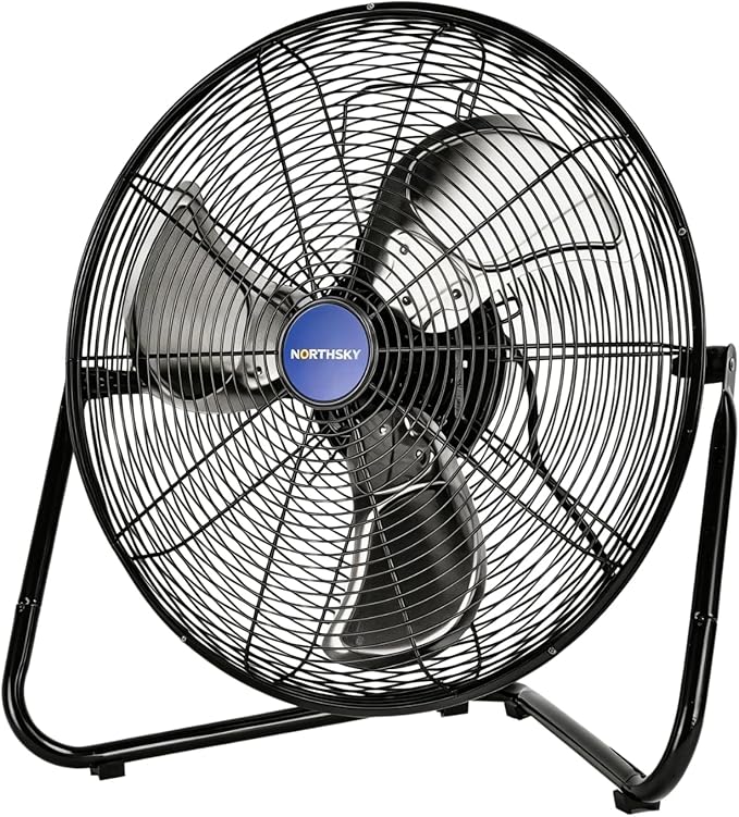 NORTHSKY 18" Floor Fan, 3200 CFM Industrial Fan, 3 Speeds, Durable Steel Safety Grille, 1/8 HP, 360° Head Hit, for Manufacture, Construction, Warehousing with UL-Certified Safety Compliance