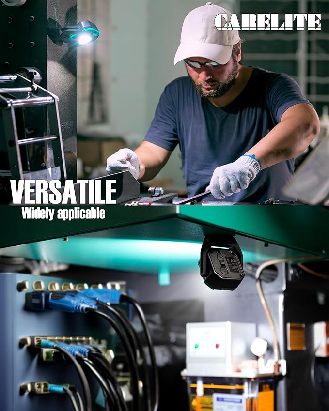 Work Light, 700 Lumen Rechargeable Magnetic Light with 3 Modes & 360° Pivoting Head for Mechanics & Outdoor Use (Green)