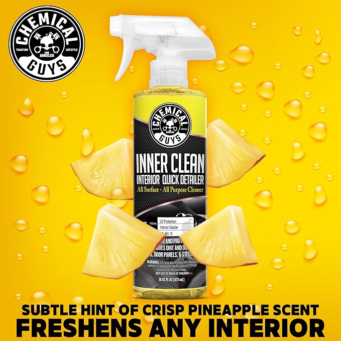 Chemical Guys SPI_663_1602 InnerClean Interior Quick Detailer and Protectant, Pineapple Scent, Safe for Cars, Trucks, SUVs, Jeeps, Motorcycles, RVs & More, 16 fl oz, 2 Pack