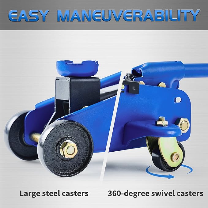 TONDA Floor Jack 2 Ton,Blue and Jack Stands 3 Ton