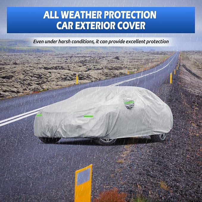 Car Cover Custom Fit for Mercedes Benz C-Class 2008-2026 C300 C350 C400 C450, Migaven Waterproof Full Exterior Cover Sun Rain Protection with Door Zipper, Silver