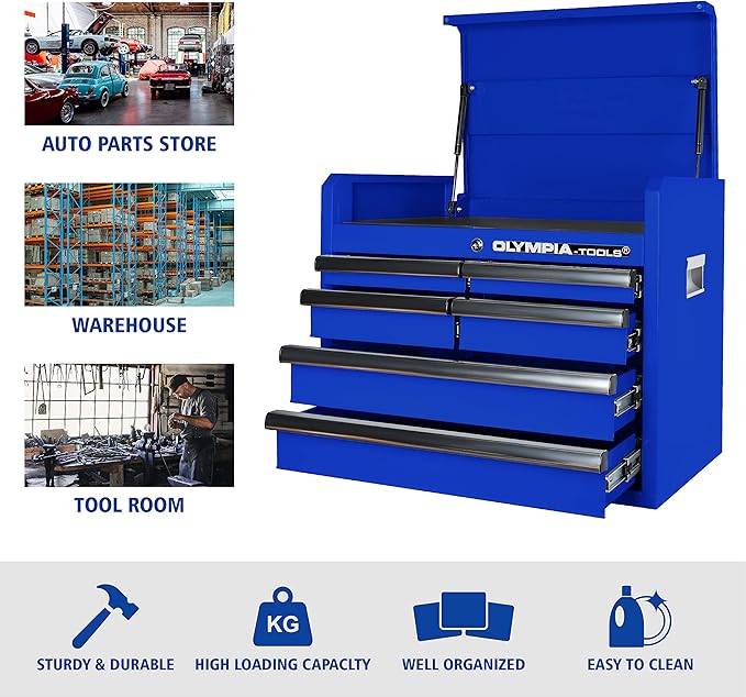 Olympia Tools 26in Tool Chest with 6 Drawes, Portable Metal Tool Box for Garage, Home and Warehouse, Capacity Holds Up to 100-lb in Each Drawer