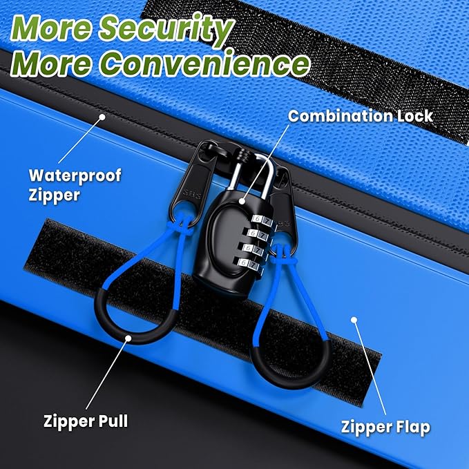 APTY 21 Cubic Feet Car Rooftop Cargo Bag Carrier, Soft Roof Top Luggage Bag for All Vechicles with/Without Racks - with Waterproof Zip, Luggage Lock, Anti-Slip Mat, Storage Bag, Door Hooks, Blue