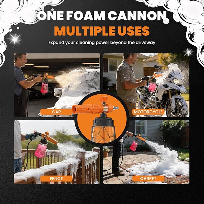 maXpeedingrods Foam Cannon for Pressure Washer, Wide Mouth Quick Release Car Wash Foam Gun with Adjustable Soap Cannon, Thick Snow Foam Lance for Car Wash, 1/4'' Quick Connector, with 2 Orifice Nozzle