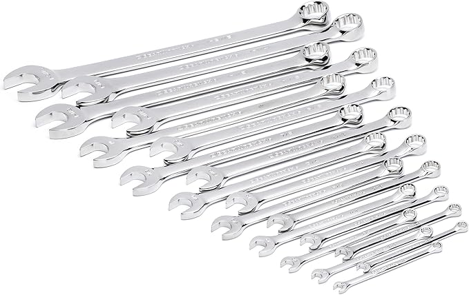 GEARWRENCH 19 Piece 12 Pt Long Pattern Combination SAE Wrench Set in Foam Storage Tray - GWMSCWL12SAE