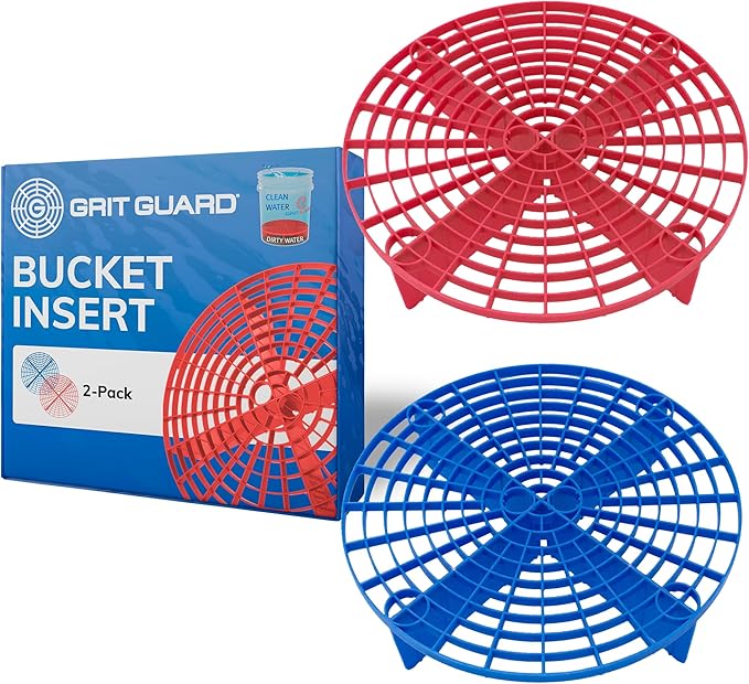 Grit Guard The Original Red/Blue Bucket Insert (2 Pack) | 10" Diameter Car Wash Bucket Guard for Car Washing & Detailing | Compatible with 3.5, 4, 5 and 6 Gallon Buckets