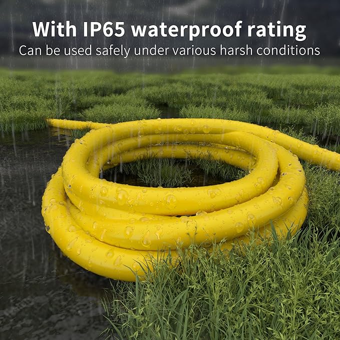 HUANCHAIN 6 ft 14/3 Gauge Heavy Duty Outdoor Extension Cord Waterproof with Lighted, Flexible Cold Weather 3 Prong Electric Cord Outside, 15A 1875W 125V 14AWG SJTW, Yellow, ETL Listed