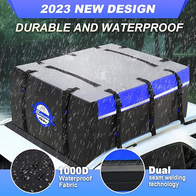 Sailnovo Rooftop Cargo Carrier PVC 20 Cubic Waterproof Rooftop Car Storage Bag with Anti-Slip Mat, 6 Door Hooks Soft-Shell Car Top Carrier for Vehicle