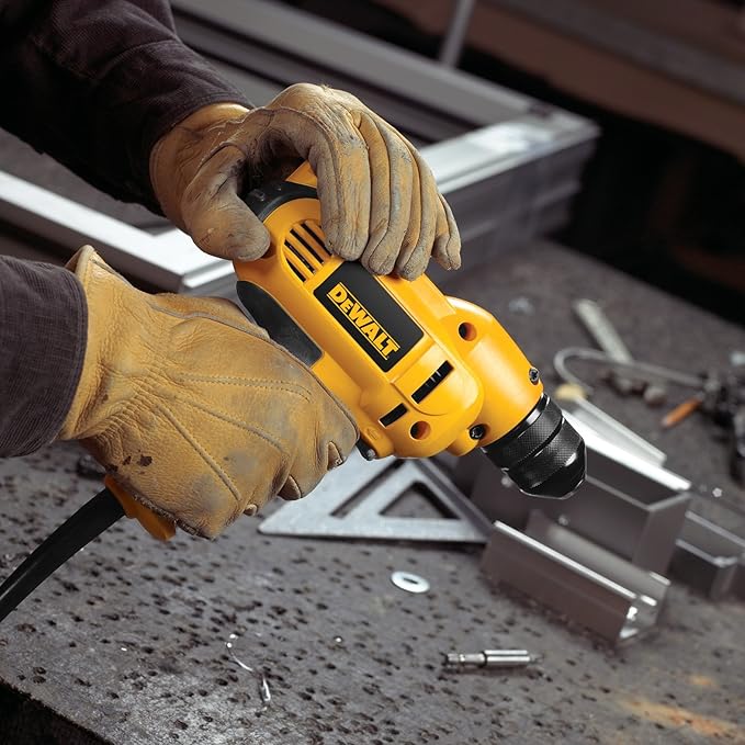 DEWALT Drill, 8.0-Amp, 3/8-Inch, Variable Speed Trigger, Mid-Handle Grip for Comfort, Corded (DWD115K )