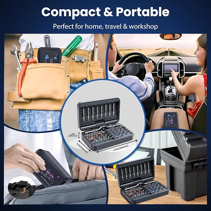 Ratcheting Screwdriver Set, 42PCS Magnetic Multi-Bit Driver with 6.2° Ratcheting Gear, T-Handle & Magnetic Booster, Extended Lever Handle, 40 S2 Steel Bits with Portable Case for Home Repair & DIY