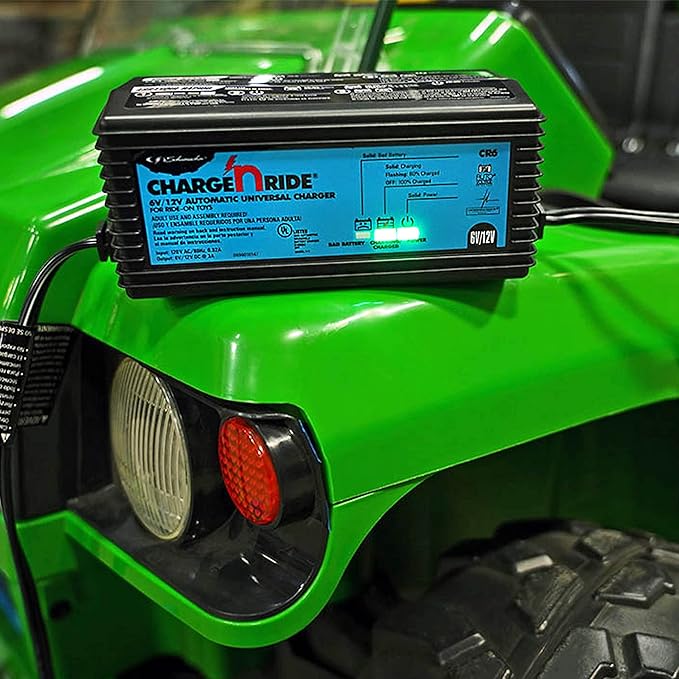 Schumacher Electric 6 Volt / 12 Volt Battery Charger for Ride on Toys - Charge 'N Ride CR6-3 Amp, Fully Automatic 6V / 12V Battery Charger - Charge A 3 or 4 Wheeled Toy Car Battery 3X Faster