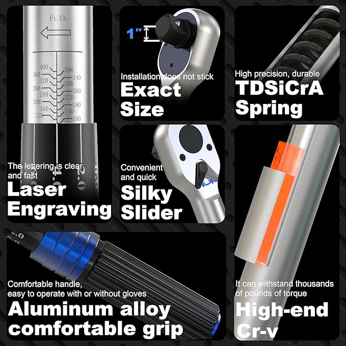 3/4'' Inch Drive Torque Wrench 100-400 Ft Lb / 135-542 Nm/Heavy Duty/Dual Direction/High hardness/Long lifetime/Stored In a Solid Case