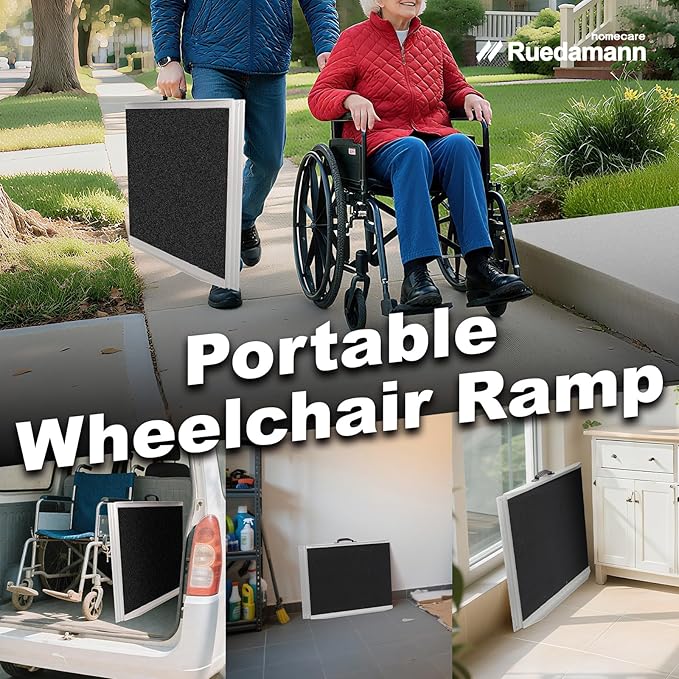 Ruedamann 3FT Wheelchair Ramp, Non-Slip Ramps for Wheelchairs for Home, 600 Lbs Load Capacity, Aluminum Portable Ramps for Wheelchairs, Scooters, Ebikes, Curbs, Doorways