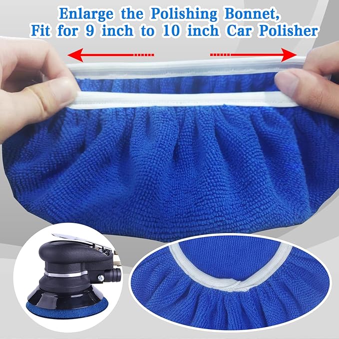Buffing Bonnets Kit - 12pcs Polishing Bonnets for 9-10 Inch Orbital Buffer Polisher