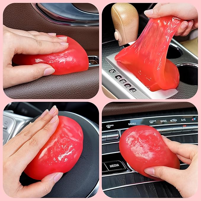 Car Cleaning Gel Car Cleaning Putty Car Putty Car Interior Cleaner Car Slime Car Detailing Kit Car Accessories Gifts for Men Women Stocking Stuffers Red