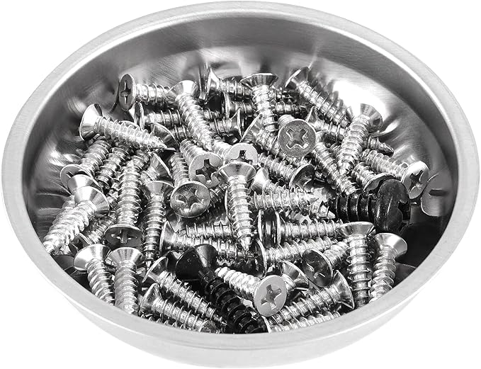 FUNSUEI 10 Packs 3 Inches Magnetic Tray, Stainless Steel Magnetic Bowl, Round Magnetic Parts Tray for Pins, Screws, Bolts, Nuts, Small Parts