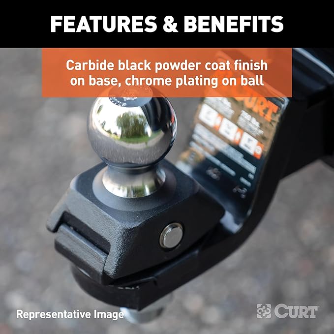 CURT 40246 RockerBall Cushion Hitch Trailer Ball 3,500 lbs, 2-Inch Diameter, 3/4-Inch Shank
