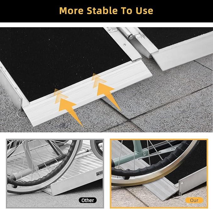 Portable Wheelchair Ramp 2FT, Anti-Slip Aluminum Handicap Ramp for Wheelchair for Wheel Chair Ramp Steps, Home, Cars, Scooter, Curbs, Stairs, Cart