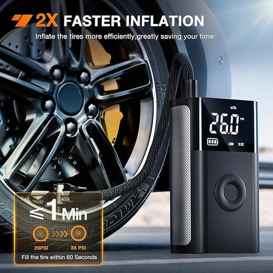 Nilight Tire Inflator Portable Air Compressor Battery Rechargeable 12VDC 150PSI Cordless Auto Shutoff w/Digital Pressure Gauge 2X Faster Inflation Pump for Car Motorcycle ATV UTV Bike