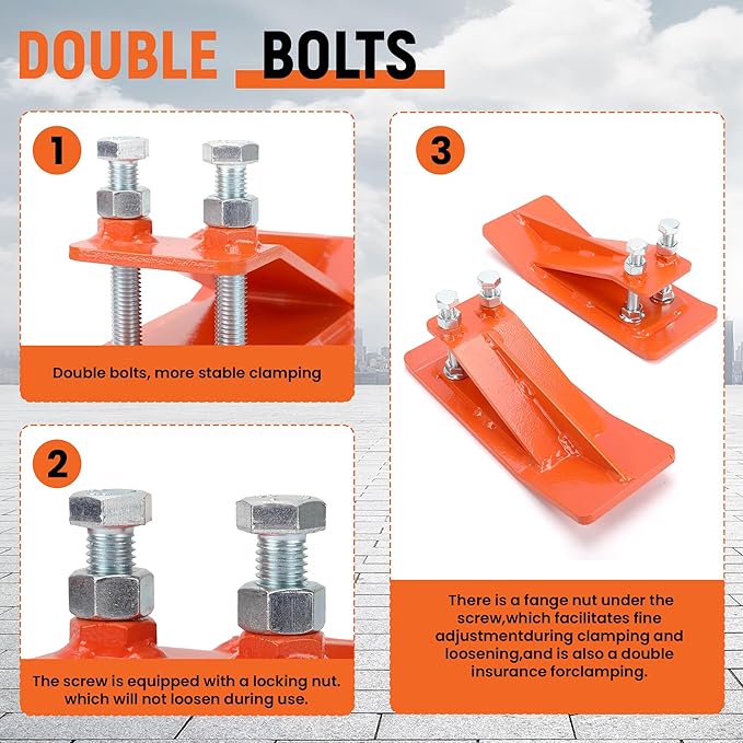 2Pcs Tractor Bucket Protector,Bucket Edge Anti-Skid Device,Double Hexagon Lock Nuts and Bolts,for Snow Leaves Removal Spreading Gravel,Orange