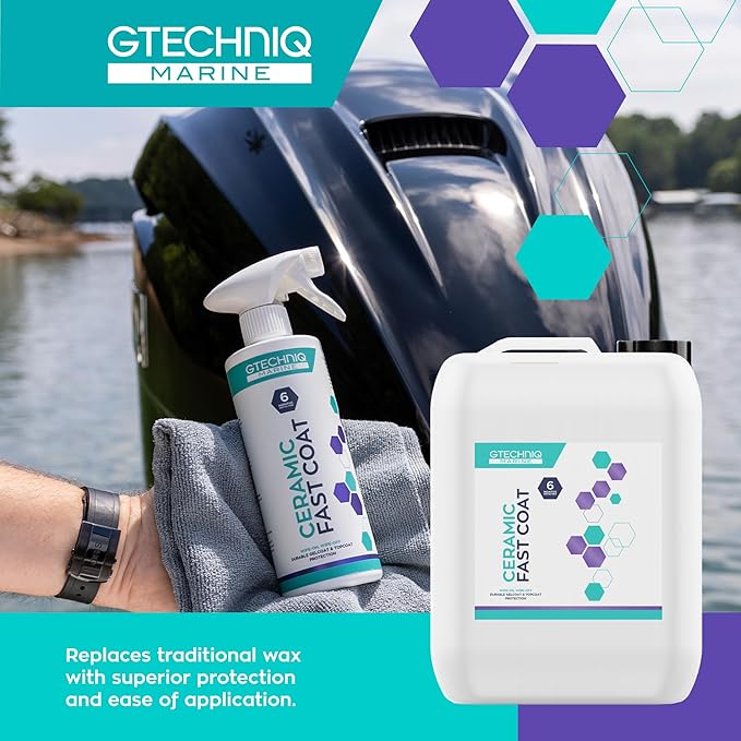 Gtechniq Ceramic Fast Coat - Marine Ceramic Coat - Spray-on, Wipe-Off Ceramic Sealant for Boats - High Gloss, Optically Clear Finish, UV Protection - Dirt & Water Repellent