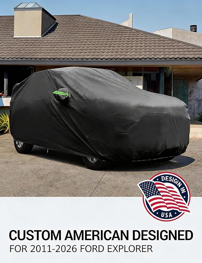 Proadsy SUV Car Cover Compatible with Ford Explorer 2011-2024 2025 2026 Windproof All Weather Waterproof Sun Rain UV Dust Snow Protection Outdoor Covers