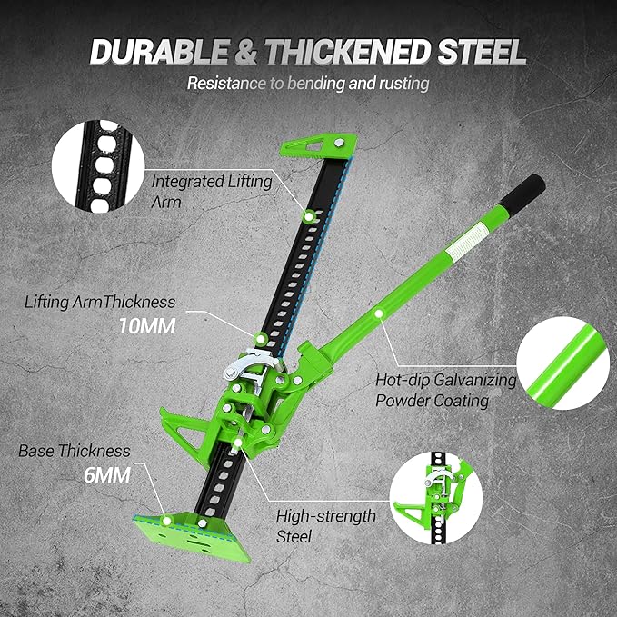 GarveeTech 33" Farm Jack, 3 Ton Capacity Ratcheting Off Road, Utility Heavy-Duty F-arm J-ack for Tractor, Truck, SUV, Lift Height 5.12-25.39 inches
