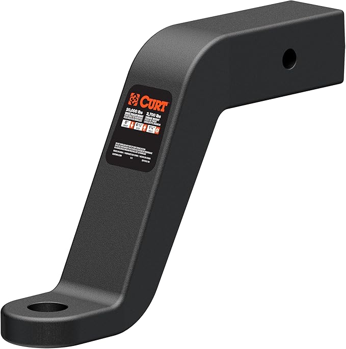 CURT 45460 Commercial Duty Forged Trailer Hitch Ball Mount, 2-1/2-Inch Receiver, 20,000 lbs, 1-1/4-Inch Hole, 8-Inch Drop