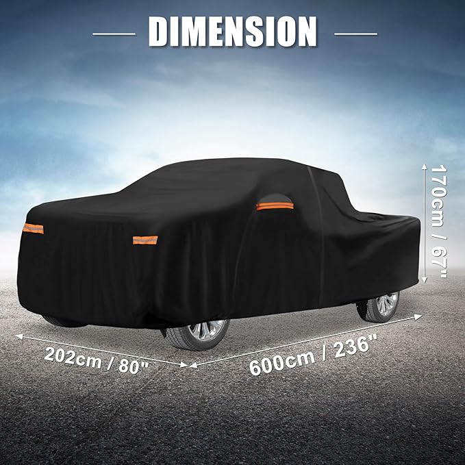 X AUTOHAUX Car Cover for Chevrolet Silverado Crew 210D-PU Outdoor Full Car Cover All Weather with Door Zipper for Waterproof Windproof Sun Rain Protection
