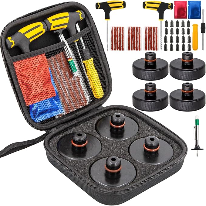 Lifting Jack Pad for Tesla Model 3/Y/S/X, 4PCS Rubber Jack Pad Adapter Pucks Tool Chassis Jack Point Pad Sturdy Adapter, Car Tire Repair Tool Kit with Storage Box