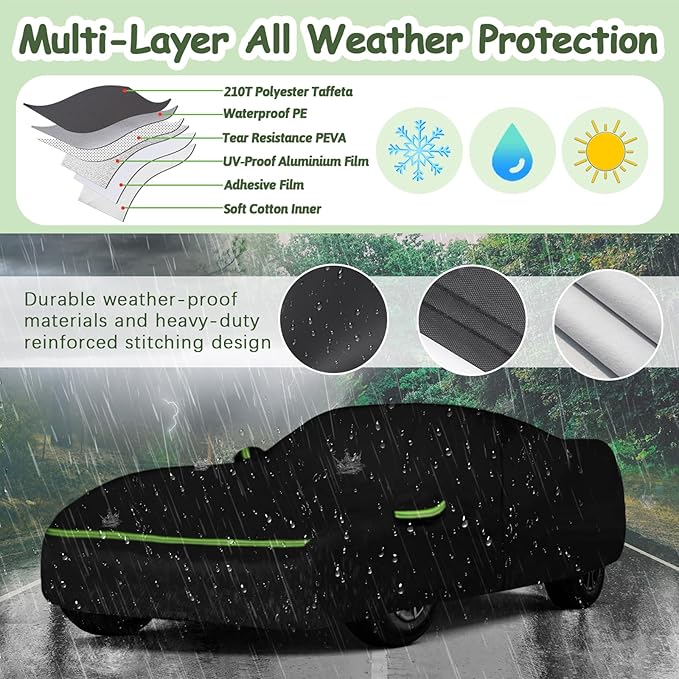Car Cover for 2014-2019 Corvette C7 Stingray Corvette Z51 Z06, 6 Layers Waterproof Sun Rain UV Dust Snow Protection Outdoor C7 Full Car Cover with Zipper Door and Windproof Straps-Black