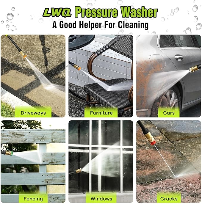 Pressure Washer, Power Washer with 4 Quick Connect Nozzles 1 Foam Cannon, High Pressure Cleaning Machine for Cars/Fences/Driveways/Patios/Farms/Home Cleaning