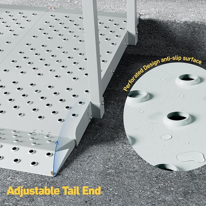 Portable Wheelchair Ramp with Handrails, Non-Slip Iron Handicap Ramp 440lbs Load Capacity, 40-inch Length Wheelchair Ramp for Home Steps, Stairs, Doorways and Curbs