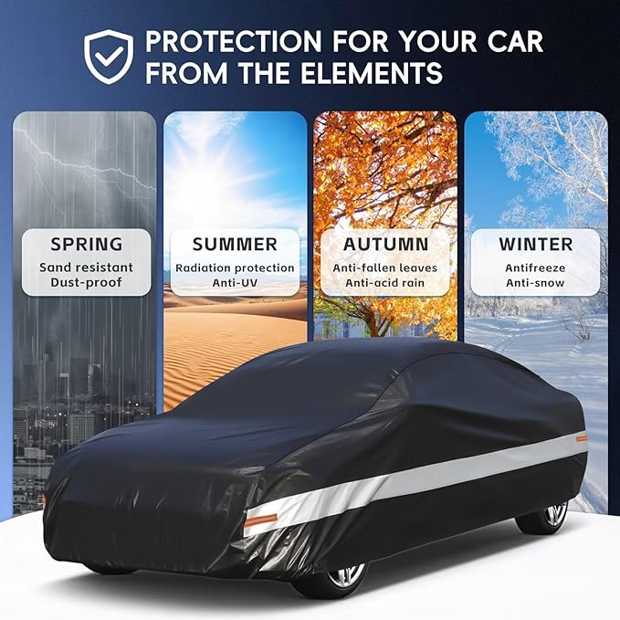 10 Layers Car Cover Custom Fit for Nissan 350Z 370Z Z (2002-2025), Waterproof All Weather for Automobiles, Outdoor Full Cover Sun Dust Rain Protection with Cotton. Black