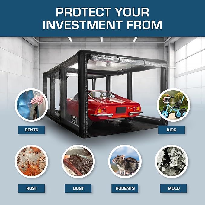 IN THE GARAGE - Ultimate Car Shield, Black - Inflatable Car Cover Indoor - Indoor Car Bubble, Inflatable Garage - Car Bubble Storage - 16' / 4.9m