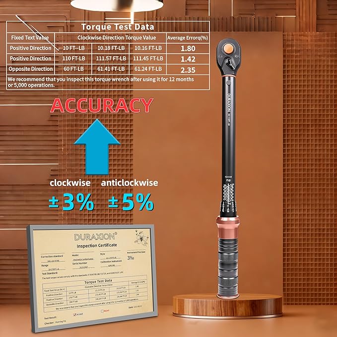 Torque Wrench 3/8” Dual Range Scales 10-110 Ft-Lb/13.56-149.14Nm, ±3% Precision, 72 tooth Dual-direction Torque Wrenchs for Bike, Motorcycle and Car Repair
