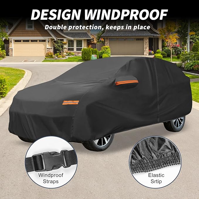 X AUTOHAUX Car Cover Outdoor Waterproof Sun Rain Snow Hail Protection with Left Side Door Zipper 210D-PU for Kia Sorento