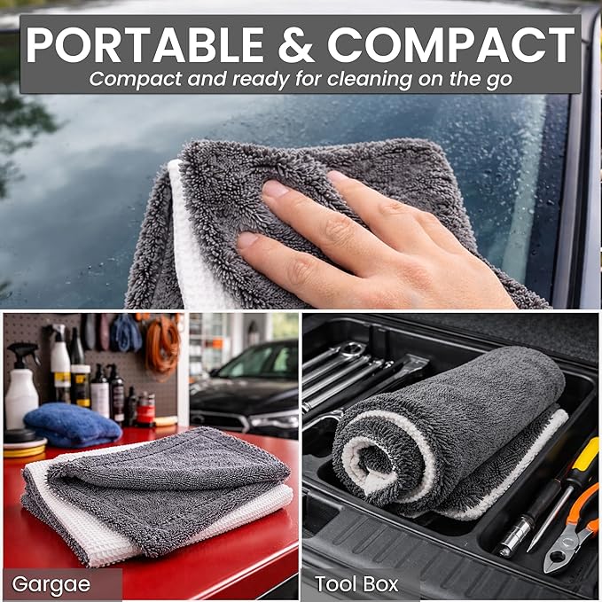 Hybrid Glass Microfiber Towel – Waffle Weave & Plush Dual Action Cleaning Cloth – Streak-Free Window and Surface Drying Towel – Professional Grade –16x16-1000 GSM 1-Pack